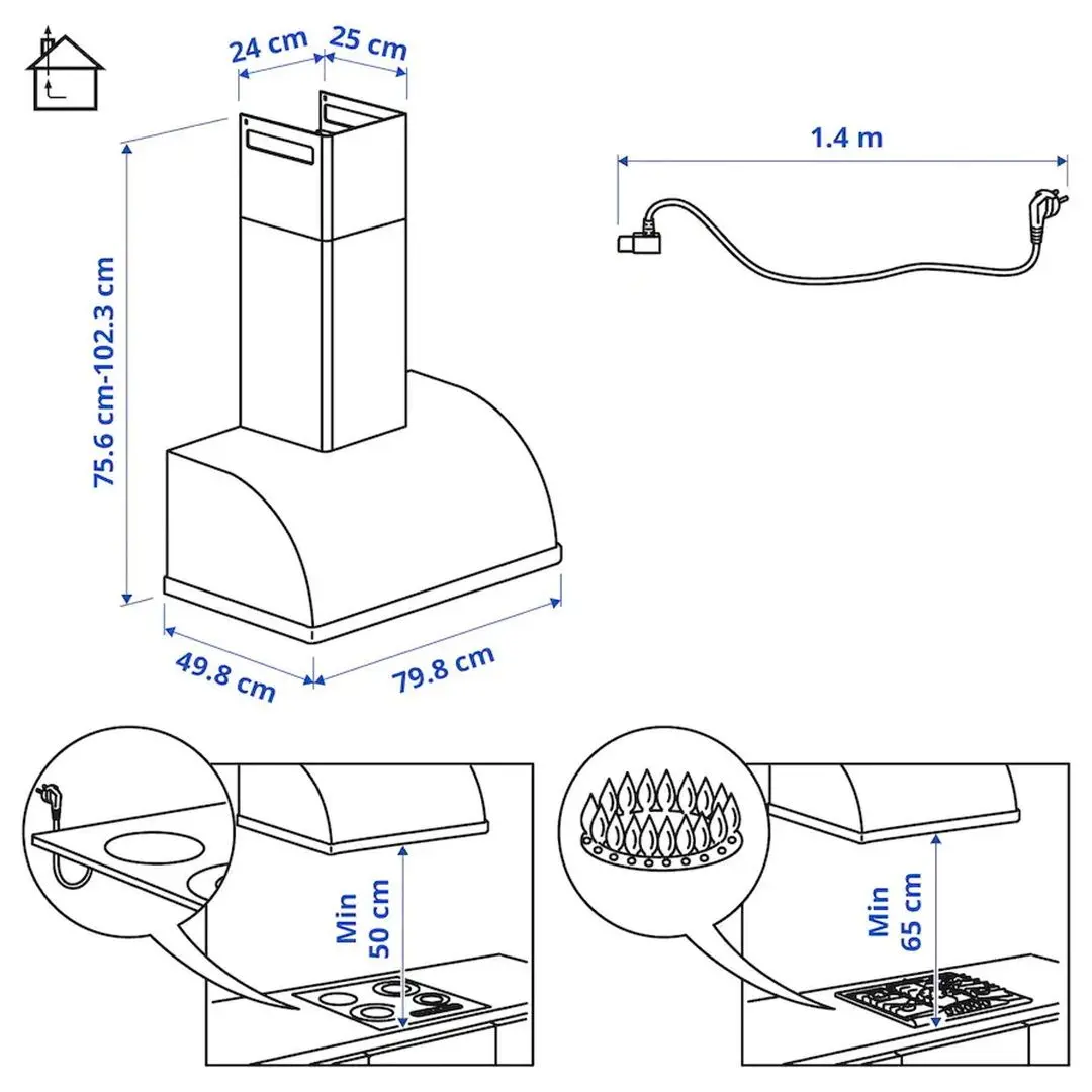 Hota de bucatarie Ikea Fullstandig 80 (White) - 8