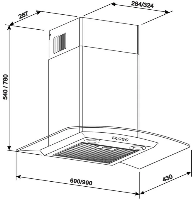 Вытяжка Tornado Eva 1200(60) BL LED (Black)