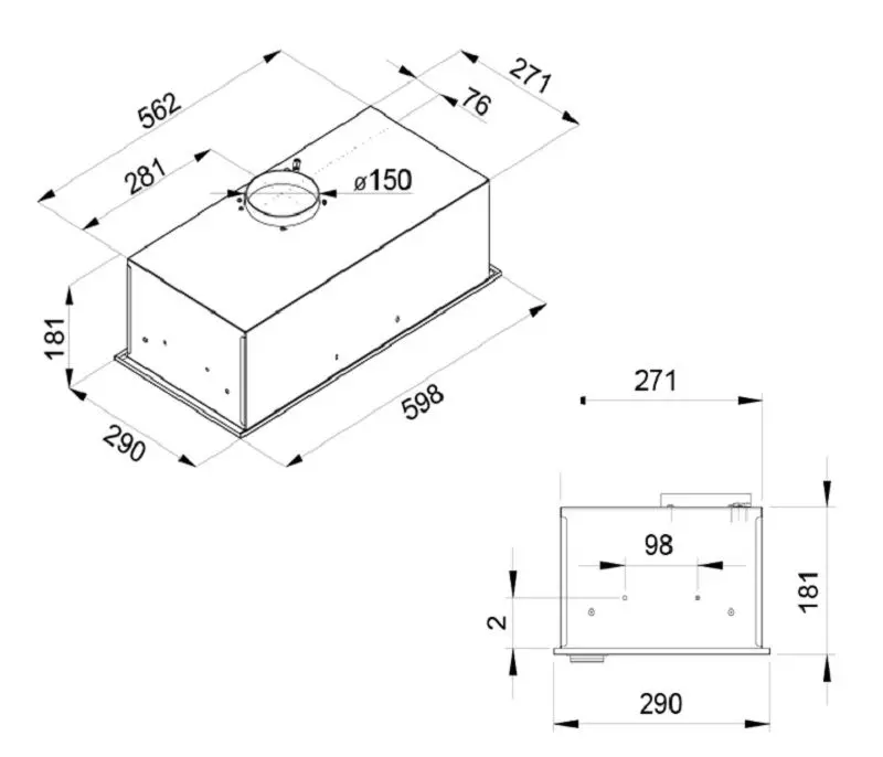 Встраиваемая вытяжка Tornado Modul Glass 750(60) (Inox)