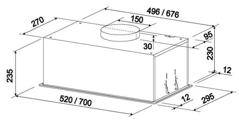 Вытяжка Tornado Modul Sensor 1200 (52) FG BL LED (Black)