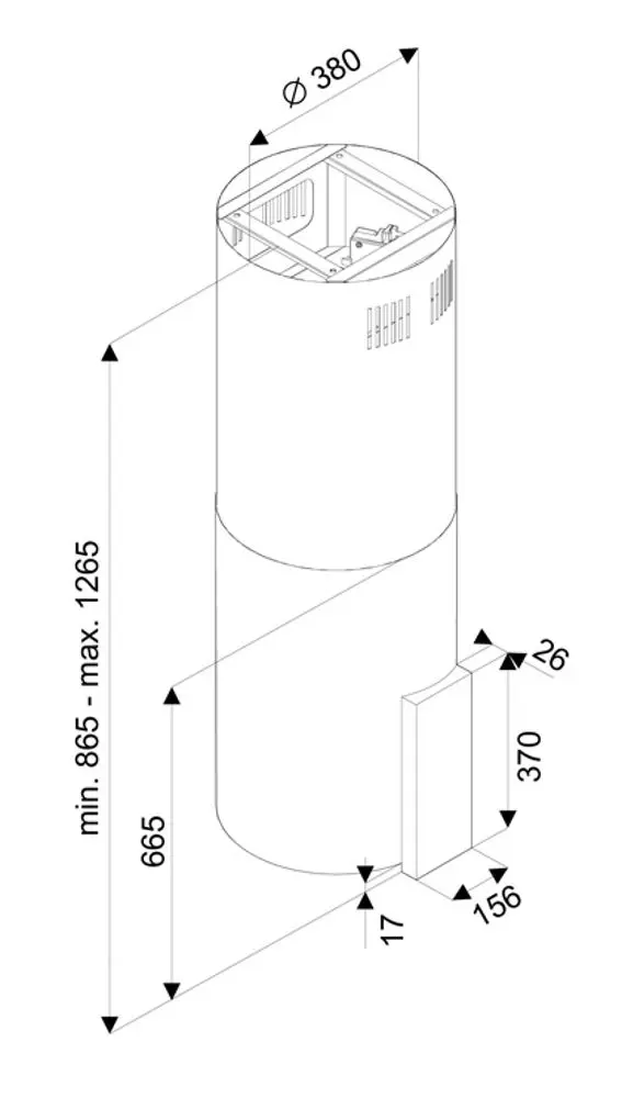 Вытяжка Tornado Tube Island 1200 (40) LED WH (White)