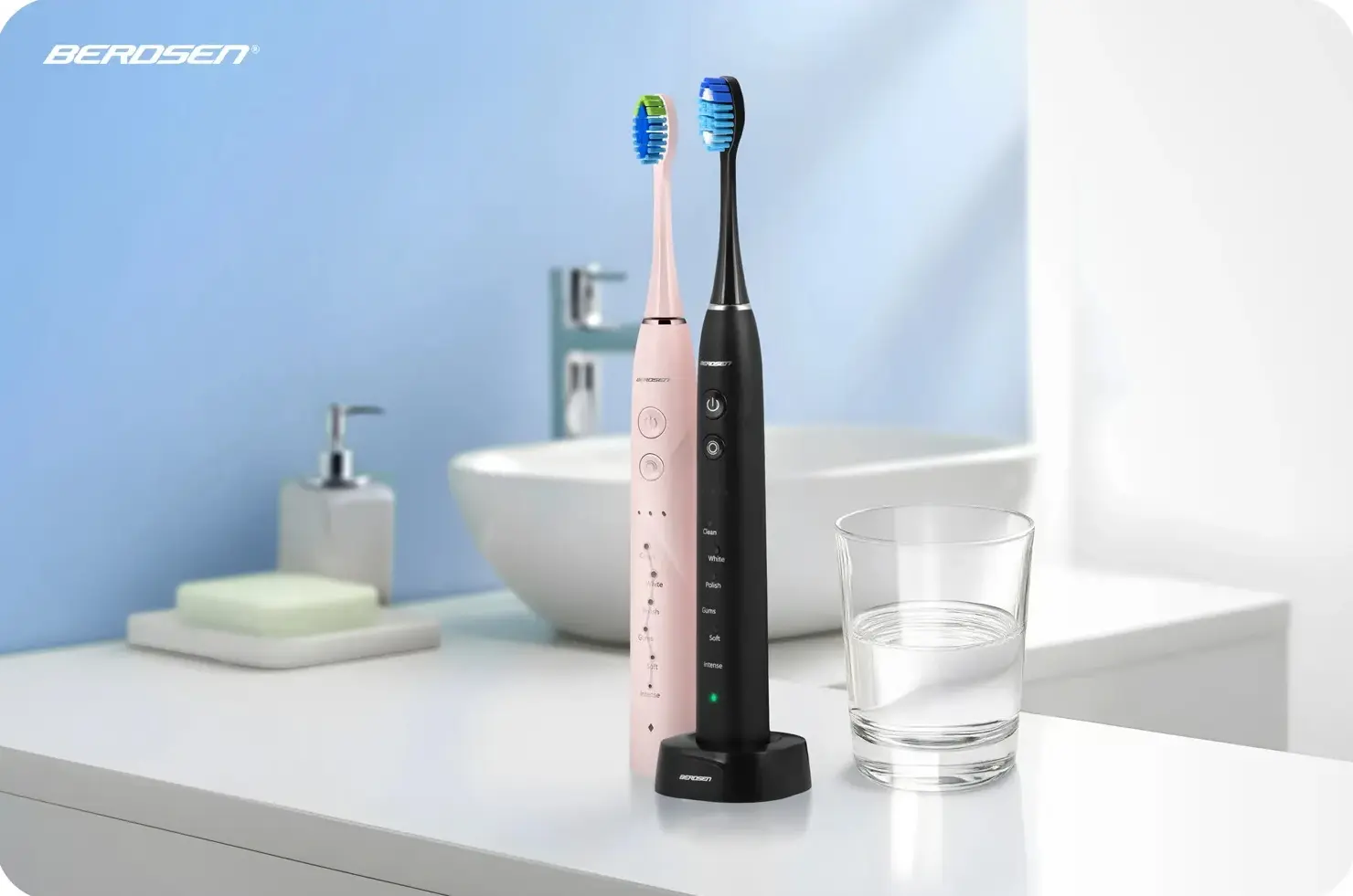Set periute de dinti electrice Berdsen Galaxy Duo 322021 (Pink/Black) - 4
