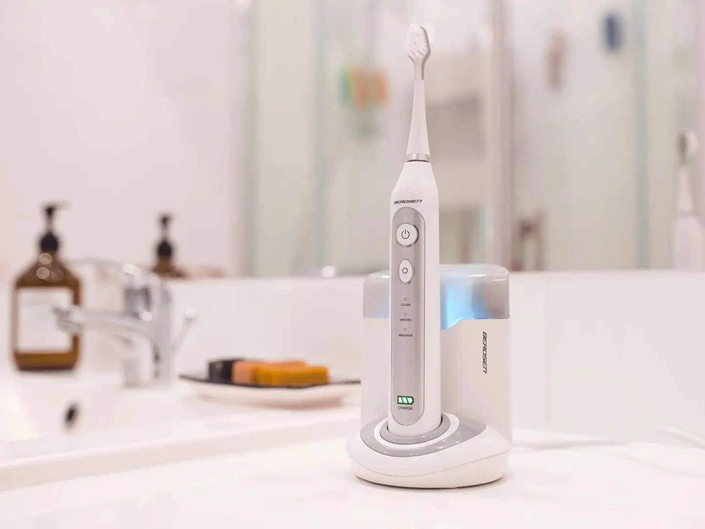 Periuţă de dinţi sonică Berdsen Sonica B1 (White/Silver)