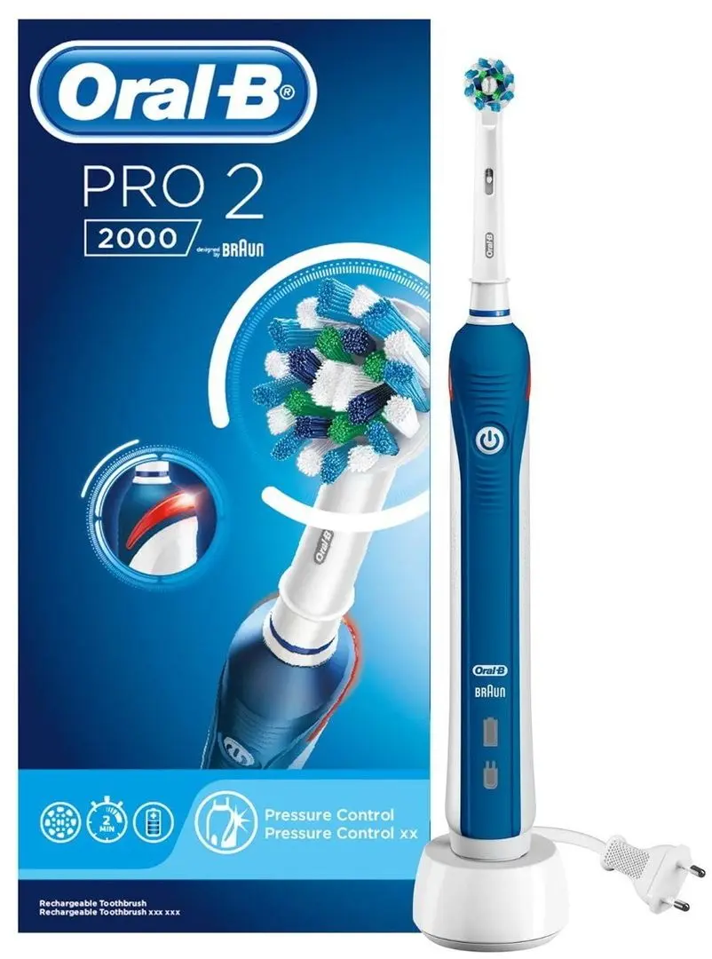 Электрическая зубная щетка Braun Oral-B Pro 2 2000 Cross Action (Blue/White) - 2