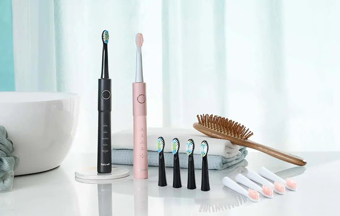 Set periute de dinti sonice FairyWill E11 (Black/Pink) - 3