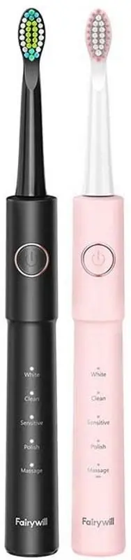 Set periute de dinti sonice FairyWill E11 (Black/Pink)