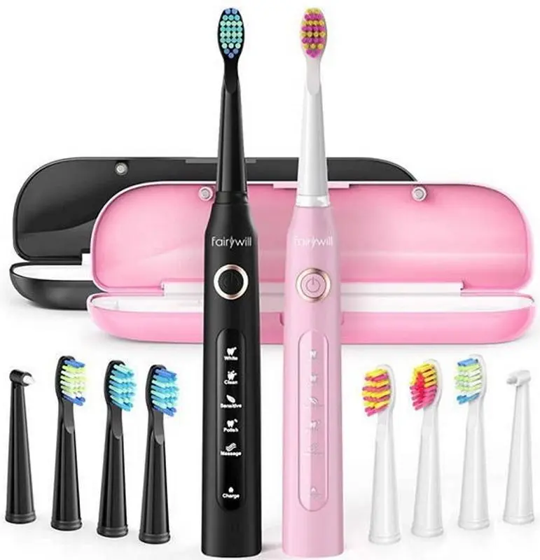 Set periute de dinti sonice FairyWill FW-507 (Black/Pink)