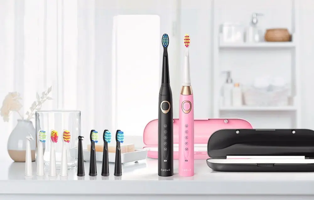 Set periute de dinti sonice FairyWill FW-508 (Black/Pink)