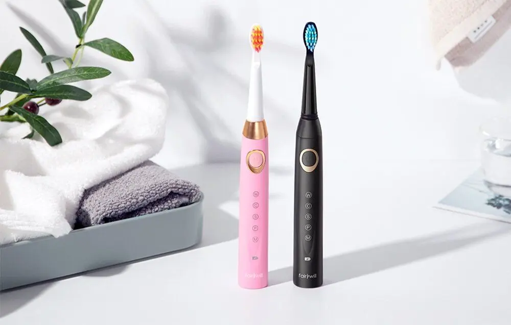 Set periute de dinti sonice FairyWill FW-508 (Black/Pink)