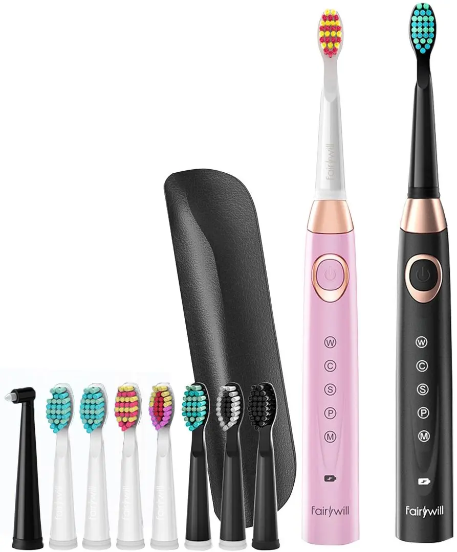 Set periute de dinti sonice FairyWill FW-508 (Black/Pink)