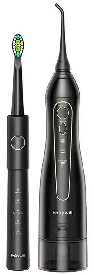 Set periuta de dinti electrica + irigator FairyWill FW-5020E+FW-E11 (Black)