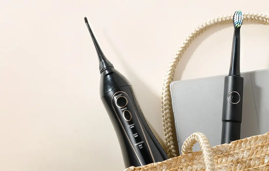 Set periuta de dinti electrica + irigator FairyWill FW-5020E+FW-E11 (Black)