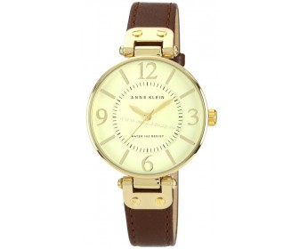 Ceas de mana Anne Klein Leather Strap 10/9168IVBN (Brown/Gold)