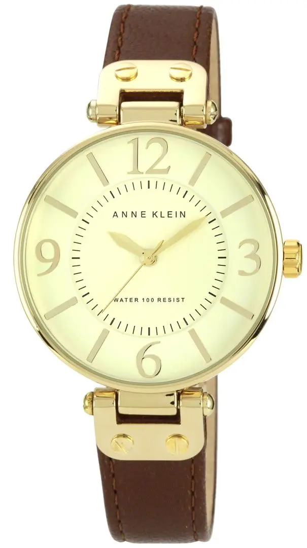 Ceas de mana Anne Klein Leather Strap 10/9168IVBN (Brown/Gold)