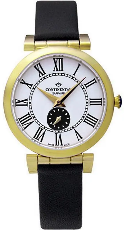 Ceas de mana Continental Leather Sophistication 24060-LT254710 (Black/Gold)