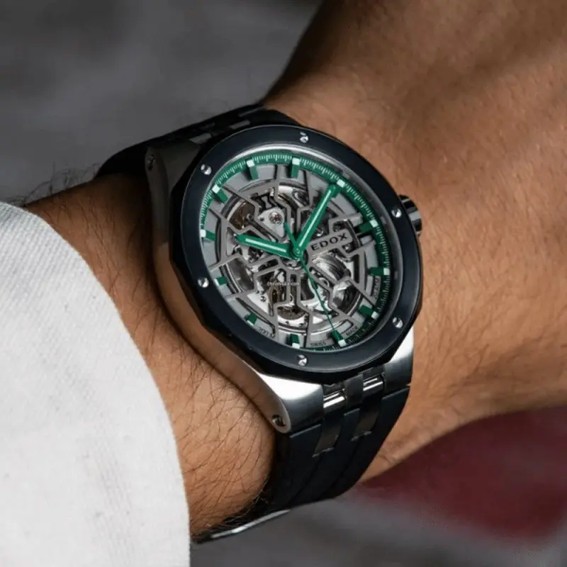 Ceas de mana Edox Delfin Mecano 85303 3NN VB (Green/Grey)