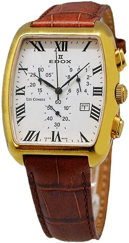 Ceas de mana Edox Les Combes 01922 37JP AR (Brown/Gold)