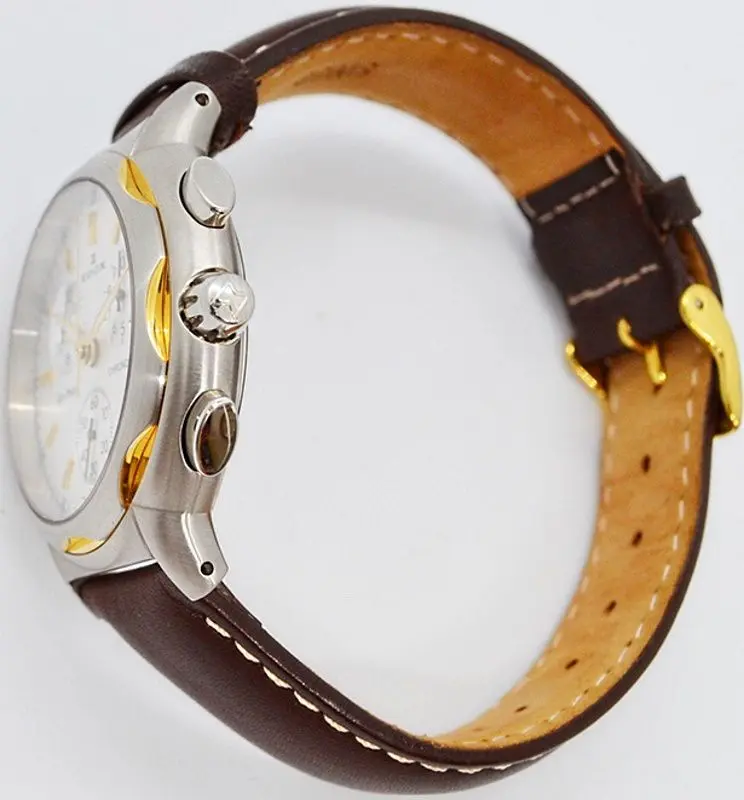 Ceas de mana Edox Les Pres 01324 357C AID2 (Brown/Silver/Yellow)