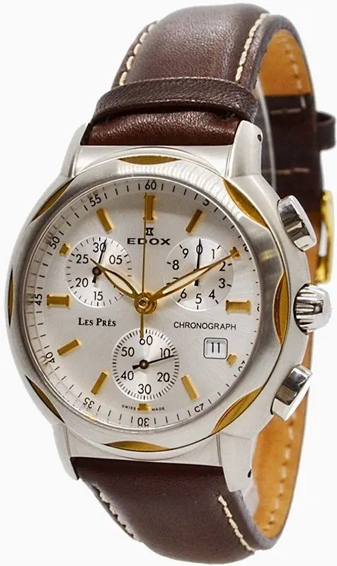 Ceas de mana Edox Les Pres 01324 357C AID2 (Brown/Silver/Yellow)