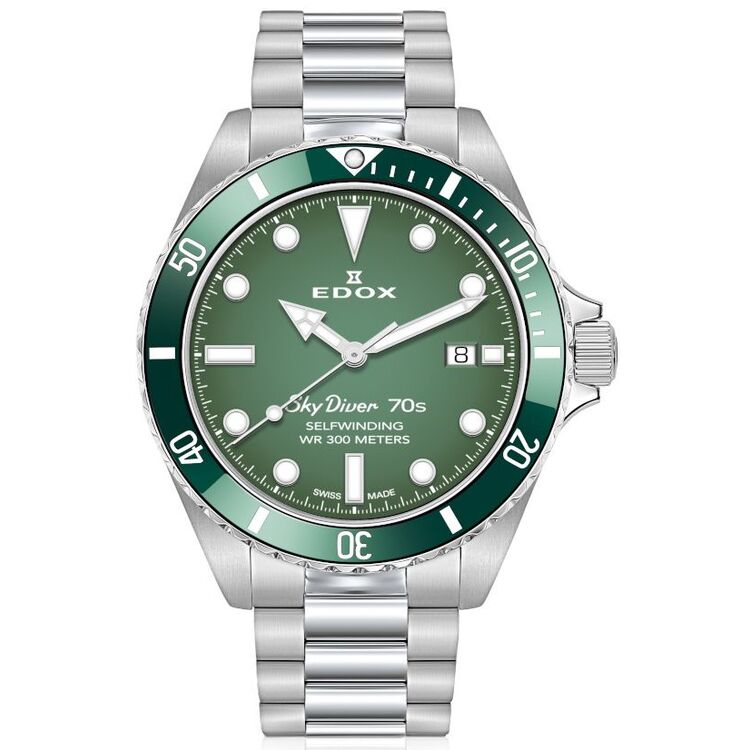 Ceas de mana Edox SkyDiver 80115 3VM VDN (Green/Inox)