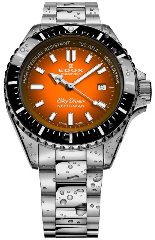 Наручные часы Edox SkyDiver Neptunian 80120 3NM ODN (Silver/Orange)