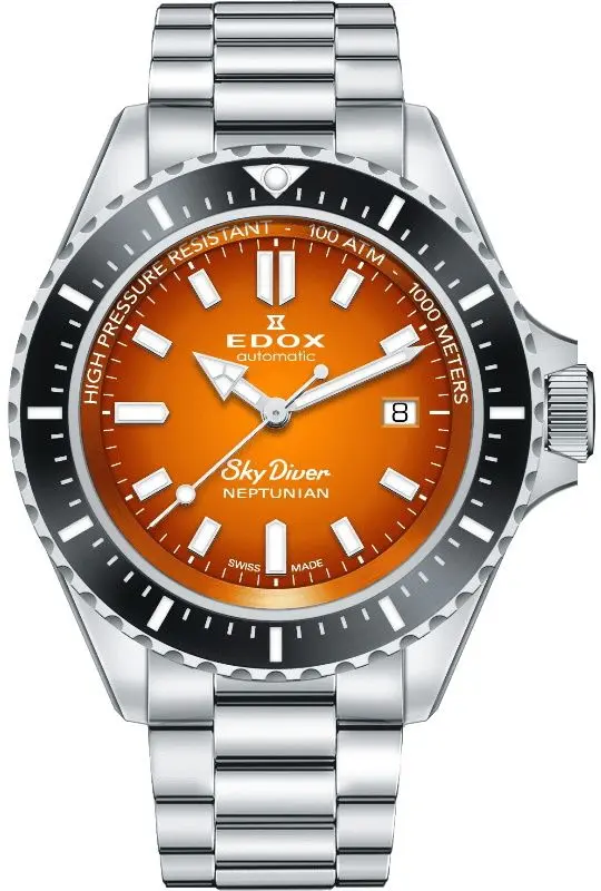 Наручные часы Edox SkyDiver Neptunian 80120 3NM ODN (Silver/Orange)