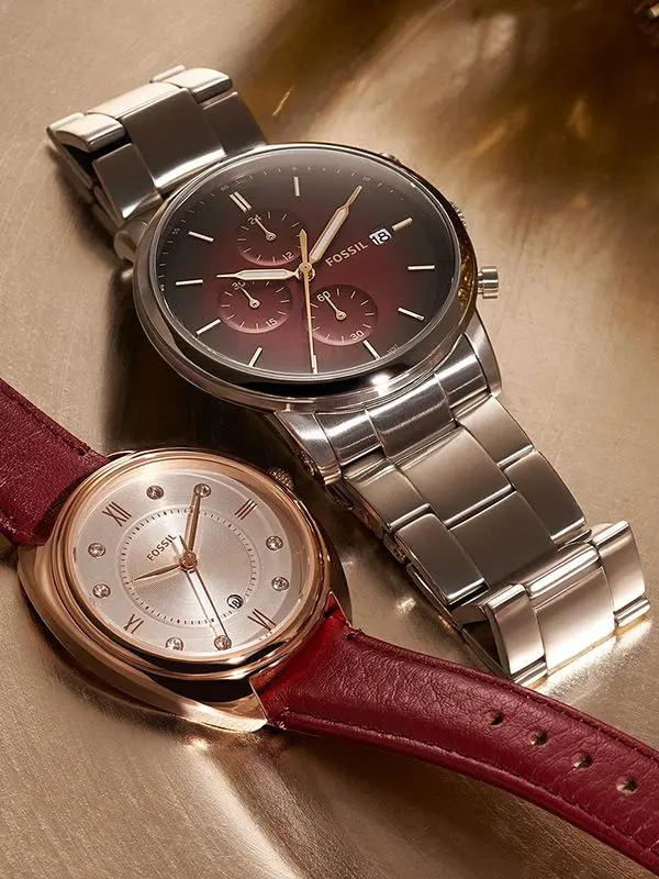 Ceas de mana Fossil Minimalist Chronograph FS5887 (Red/Silver)