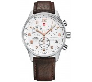 Ceas de mana Swiss Military by Chron SM34012.11 (White/Brown/Silver)