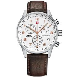 Ceas de mana Swiss Military by Chron SM34012.11 (White/Brown/Silver)