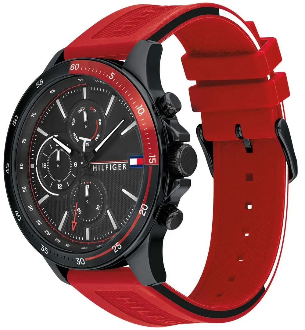 Ceas de mana Tommy Hilfiger Bank 1791722 (Red/Black) - 2