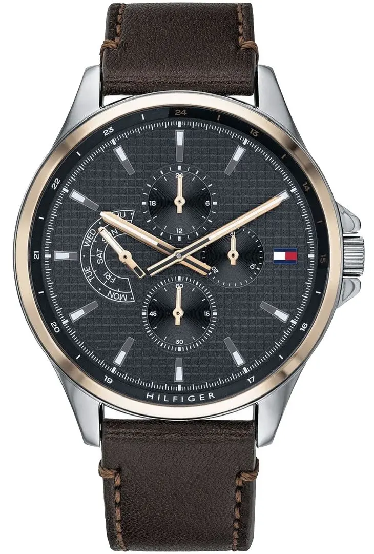 Ceas de mana Tommy Hilfiger Shawn 1791615 (Dark Brown/Rose Gold)