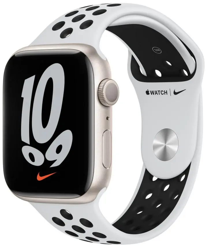 Ceas inteligent Apple Watch Nike Series 7 GPS + Cellular 45mm Sport Band (Starlight/Platinum)