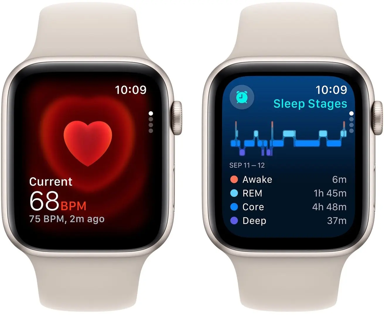 Ceas inteligent Apple Watch SE GPS + Cellular 44mm Sport Band M/L (Starlight)