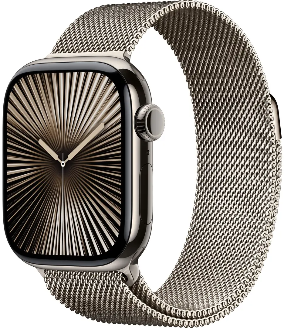 Ceas inteligent Apple Watch Series 10 GPS + Cellular 42mm Milanese Loop (Natural Titanium)
