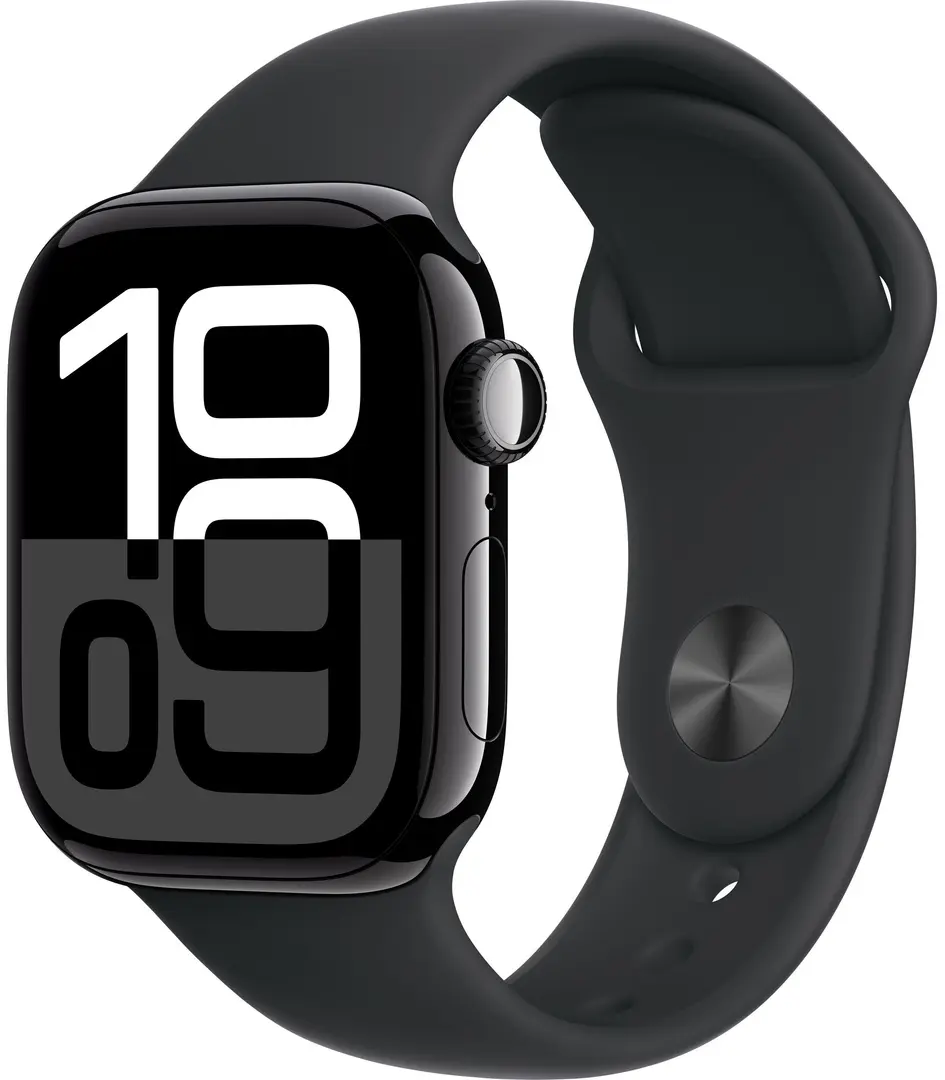 Ceas inteligent Apple Watch Series 10 GPS + Cellular 42mm Sport Band S/M (Jet Black)