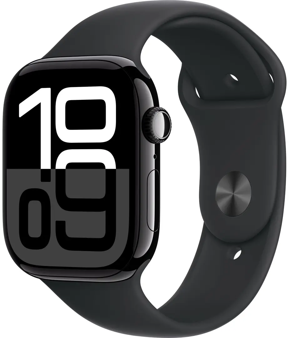 Ceas inteligent Apple Watch Series 10 GPS + Cellular 46mm Sport Band S/M (Jet Black)