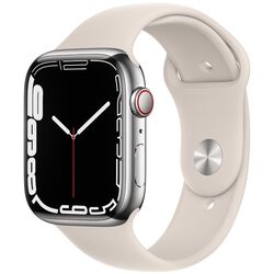 Ceas inteligent Apple Watch Series 7 GPS + Cellular 45mm Sport Band (Silver/Starlight)