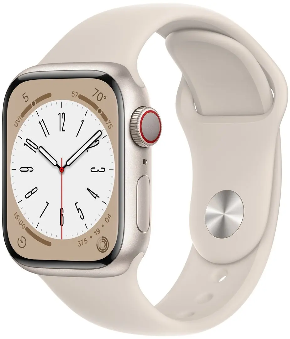 Ceas inteligent Apple Watch Series 8 GPS + Cellular 45mm Sport Band (Starlight)