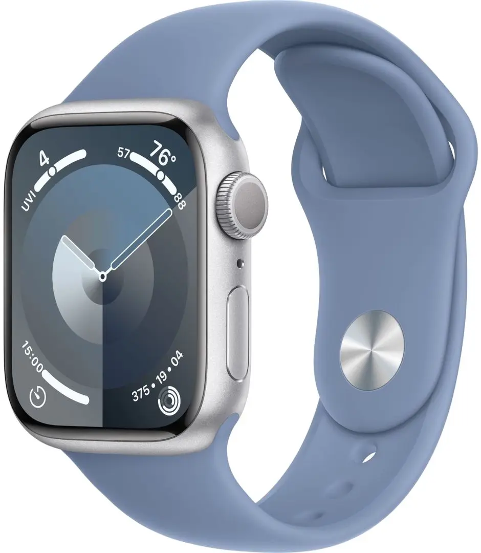 Ceas inteligent Apple Watch Series 9 GPS 41mm Sport Band S/M (Silver/Storm Blue)