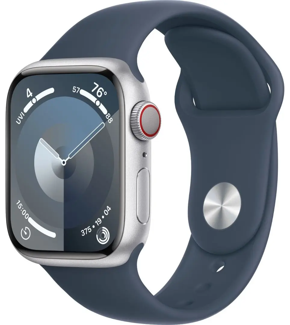 Ceas inteligent Apple Watch Series 9 GPS + LTE 41mm Sport Band M/L (Silver/Blue)