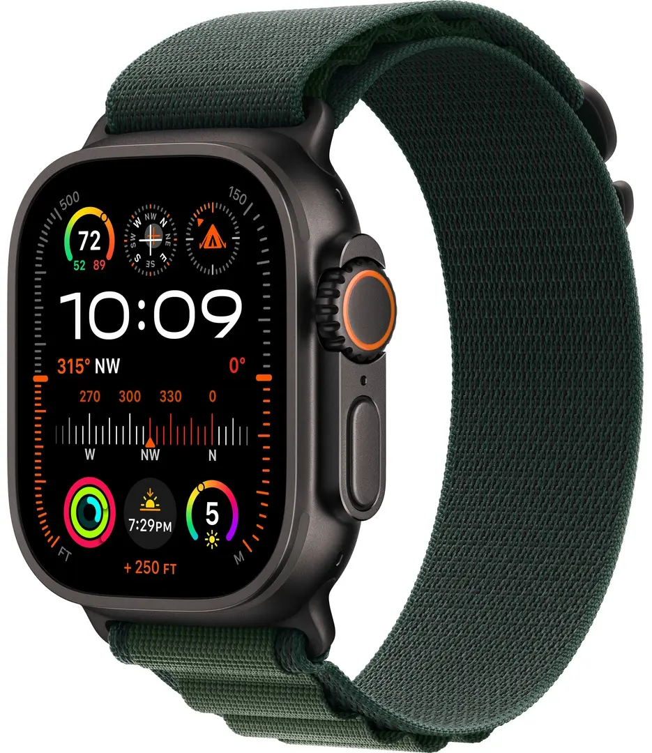 Ceas inteligent Apple Watch Ultra 2 GPS + Cellular 49mm Alpine Loop L (Black/Dark Green)