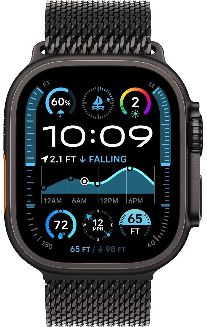 Ceas inteligent Apple Watch Ultra 2 GPS + Cellular 49mm Titanium Milanese Loop L (Black)