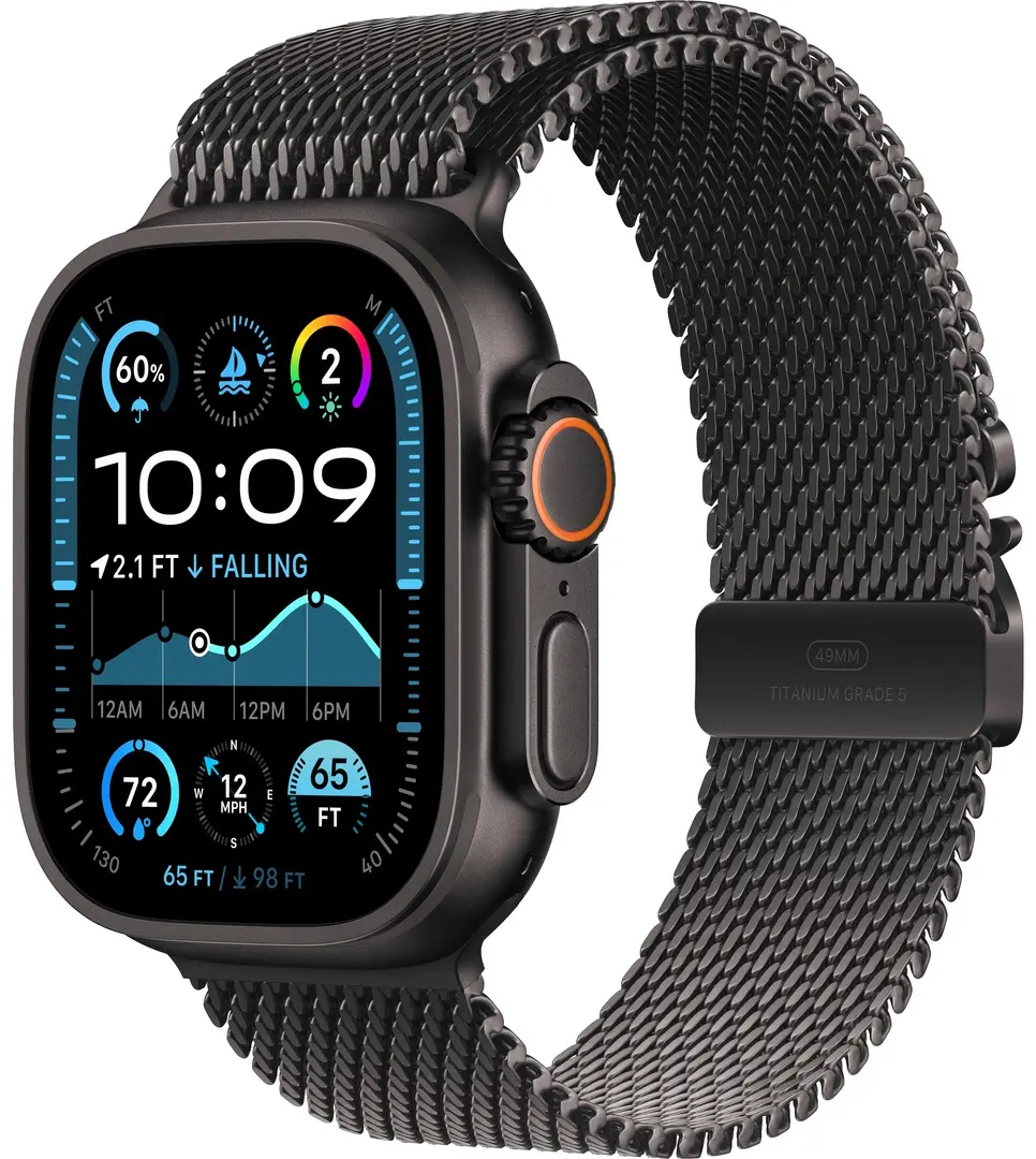 Ceas inteligent Apple Watch Ultra 2 GPS + Cellular 49mm Titanium Milanese Loop S (Black)