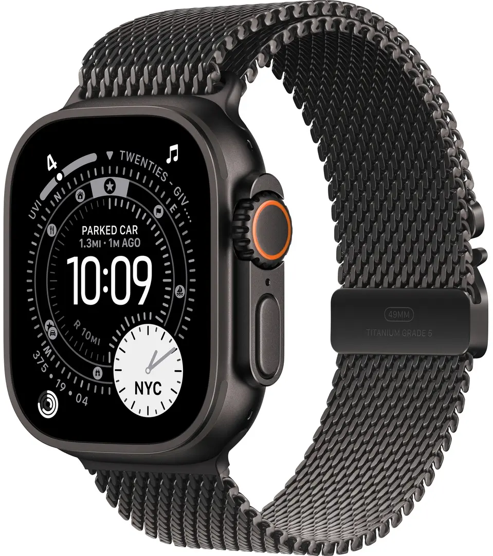 Ceas inteligent Apple Watch Ultra 3 GPS + Cellular 49mm Titanium Milanese Loop (Black)