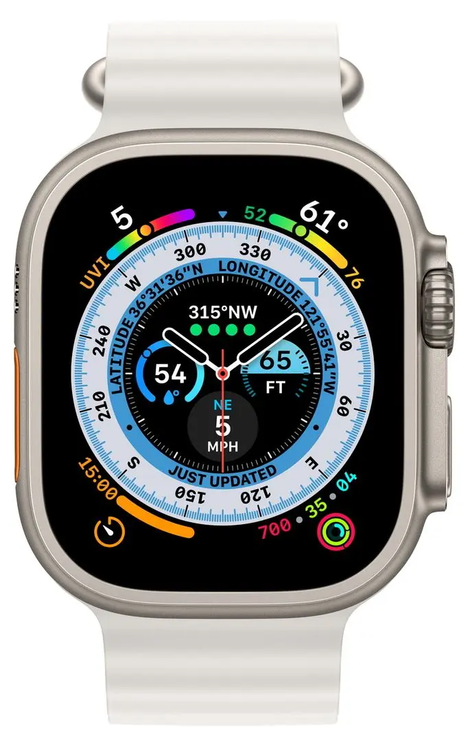 Ceas inteligent Apple Watch Ultra GPS + LTE 49mm Ocean Band (Titanium/White)