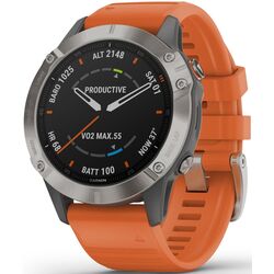 Ceas inteligent Garmin Fenix 6 Sapphire Silicone Strap (Titanium/Orange) Thumb