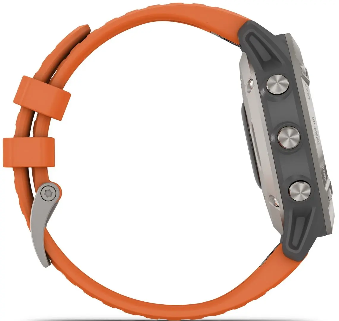Ceas inteligent Garmin Fenix 6 Sapphire Silicone Strap (Titanium/Orange)