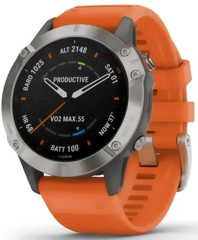 Ceas inteligent Garmin Fenix 6 Sapphire (Titan/Orange)