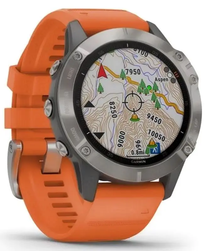 Ceas inteligent Garmin Fenix 6 Sapphire (Titan/Orange)
