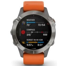 Ceas inteligent Garmin Fenix 6 Sapphire (Titan/Orange)
